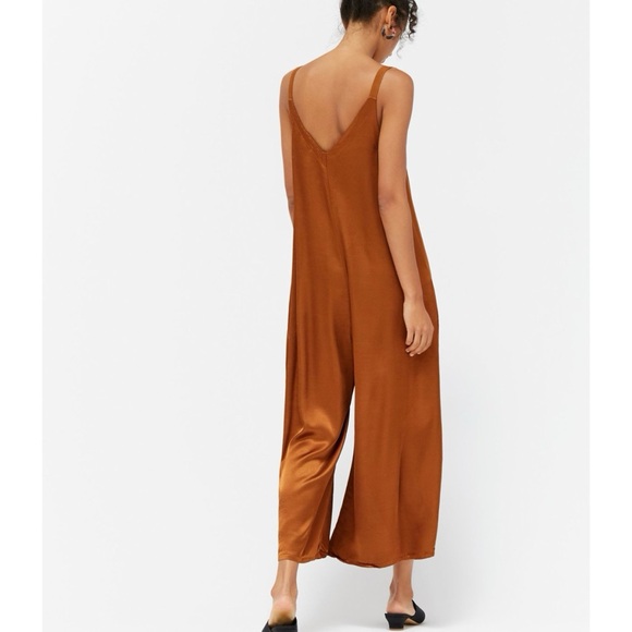 Lacausa Santi Satin Wide Leg Jumpsuit XS Bourbon - Picture 3 of 14